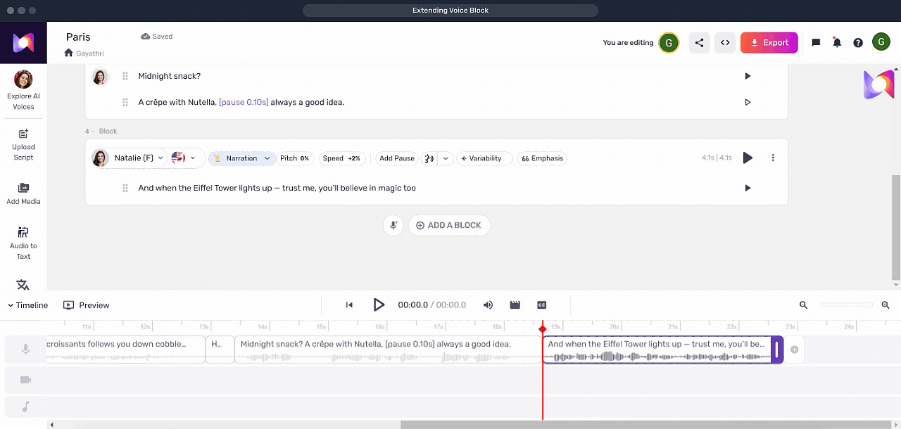 Extending Voice Block